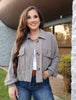 Hey Sis Oversized Striped Sleeve Dropped Shoulder Jacket (S-XL)