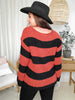 Wide V-Neck Stripe Sweater (S-3XL)