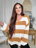 Wide V-Neck Stripe Sweater (S-3XL)