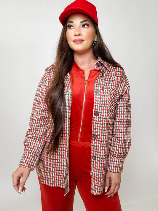 Suede Houndstooth Oversized Shacket (S-L)