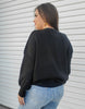 Noir Side Slit Round Neck Long Sleeve Sweater