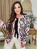 Pink Leopard Ribbon Tie Cardigan