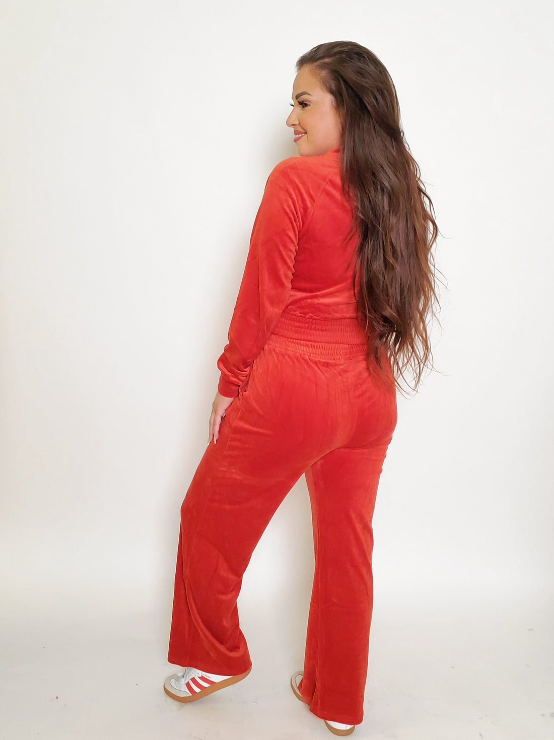 Velour Bomber Jacket  Wide Leg Pants Set (S-L)