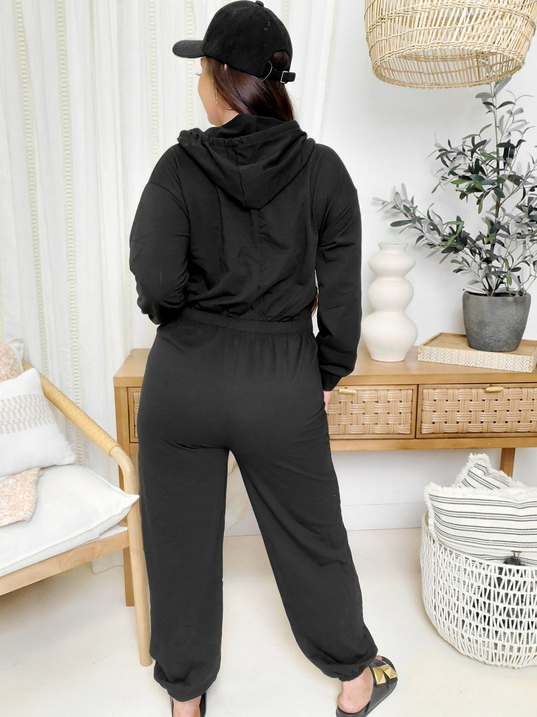 Roxy Full Size Drawstring Long Sleeve Jumpsuit (S-3XL)