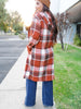 Jessie Devine Plaid Long Sleeve Hooded Coat (S-XL)