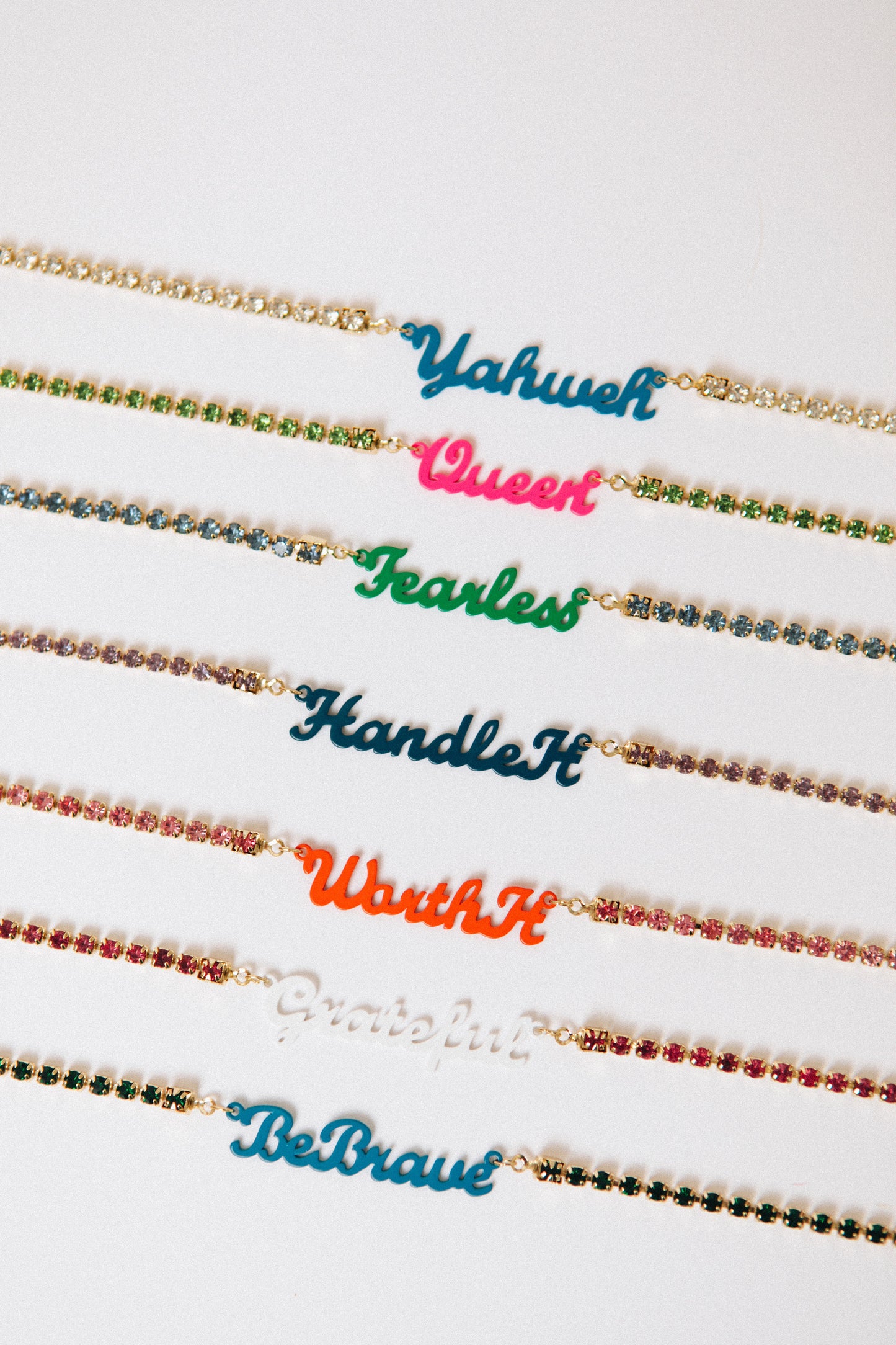 EXOI Custom Your Daily Affirmation  Enamel and Tennis Necklace