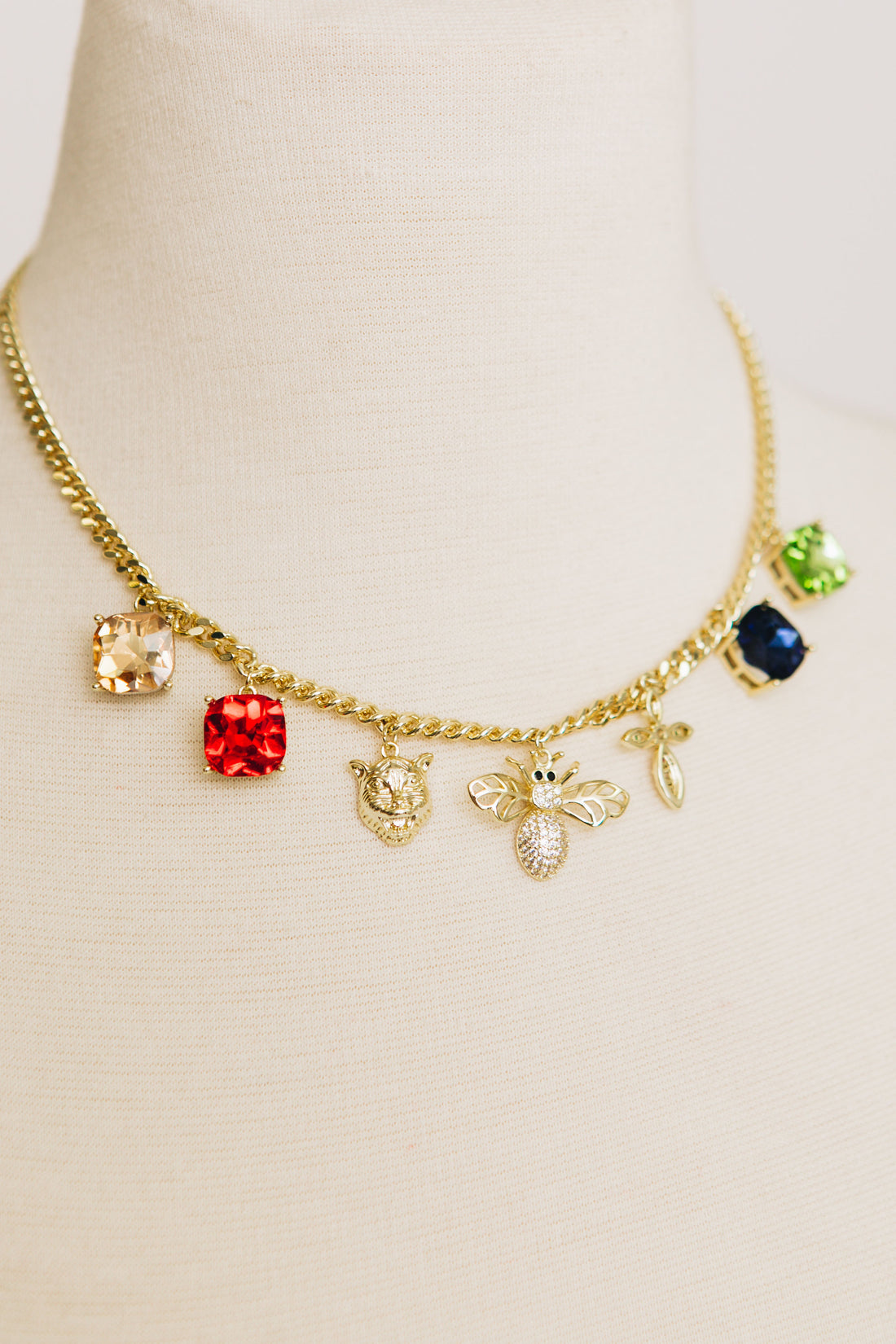Restocked Ivy Exclusive - Cross Tiger and Bee Charm Necklace
