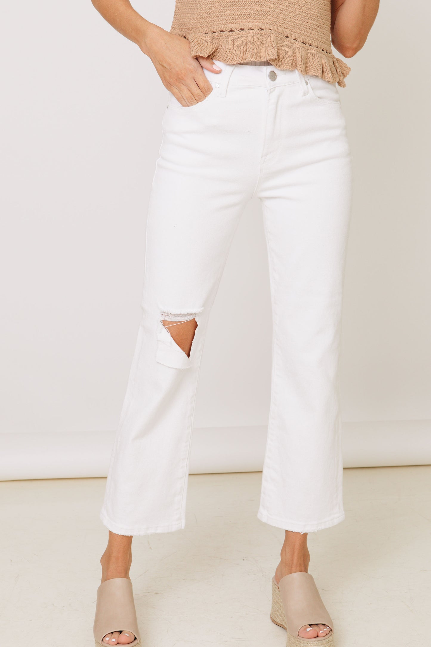 Risen - White Lightening Relaxed Distressed White Jeans (0-3XL)