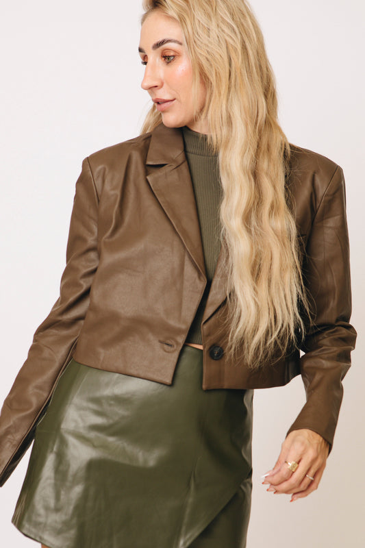 Long Sleeve Solid Faux Leather Jacket (S-3XL)
