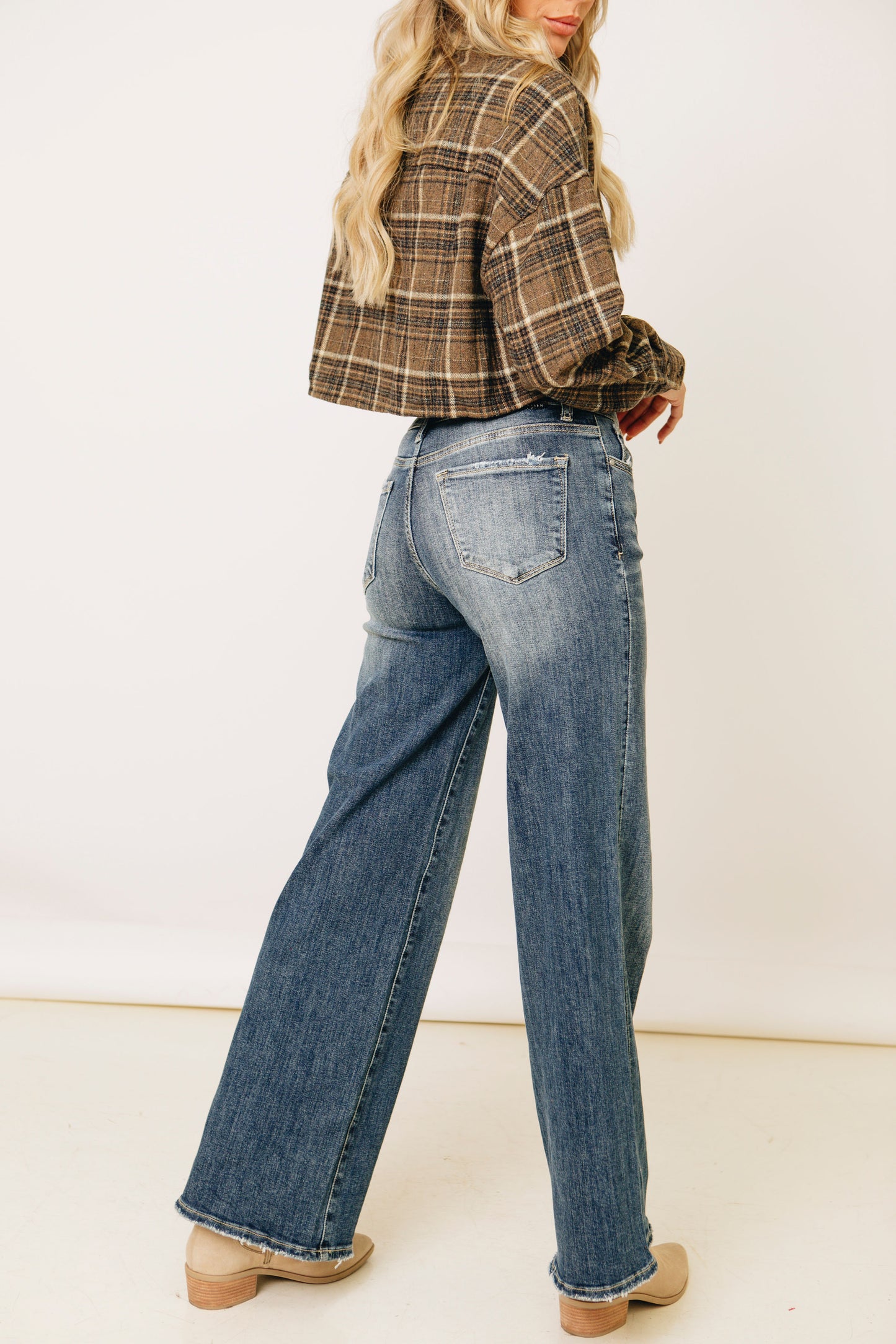 Risen - Mid-Rise Crossover Wide Leg Stretchy Jeans (0-3XL)