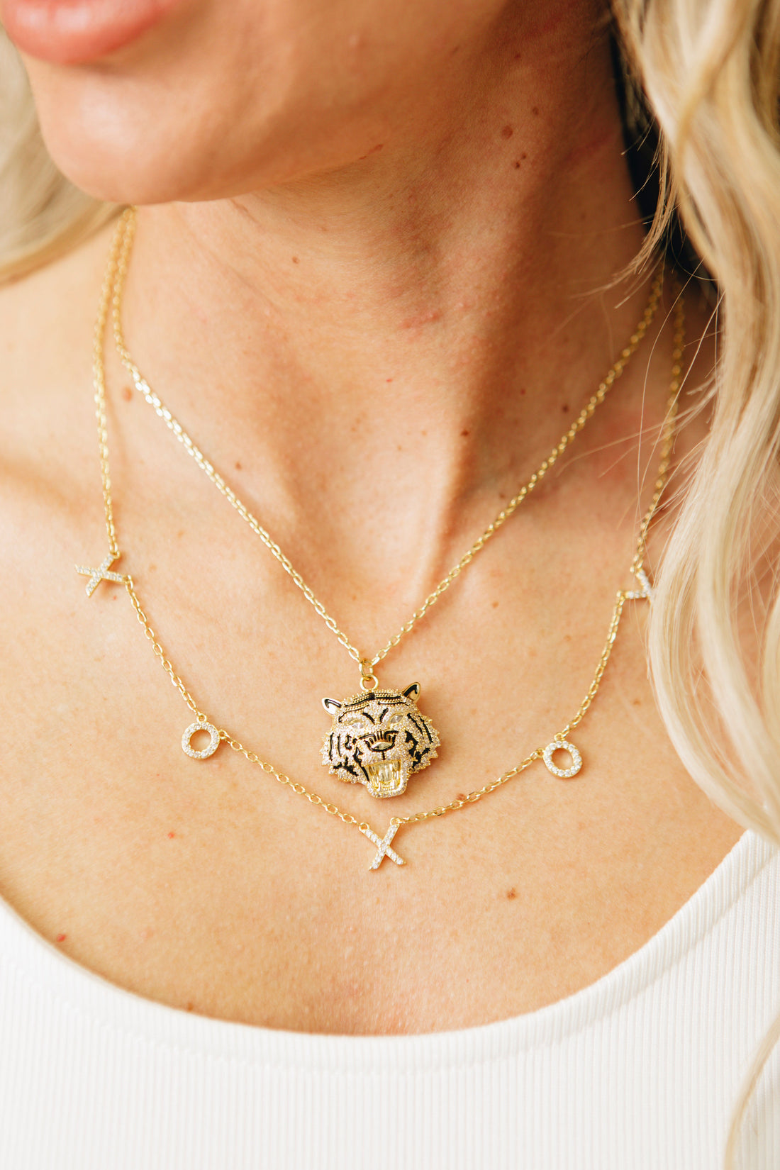 Ivy Exclusive - On the Prowl XOXO Tiger Double  Layer Necklaces