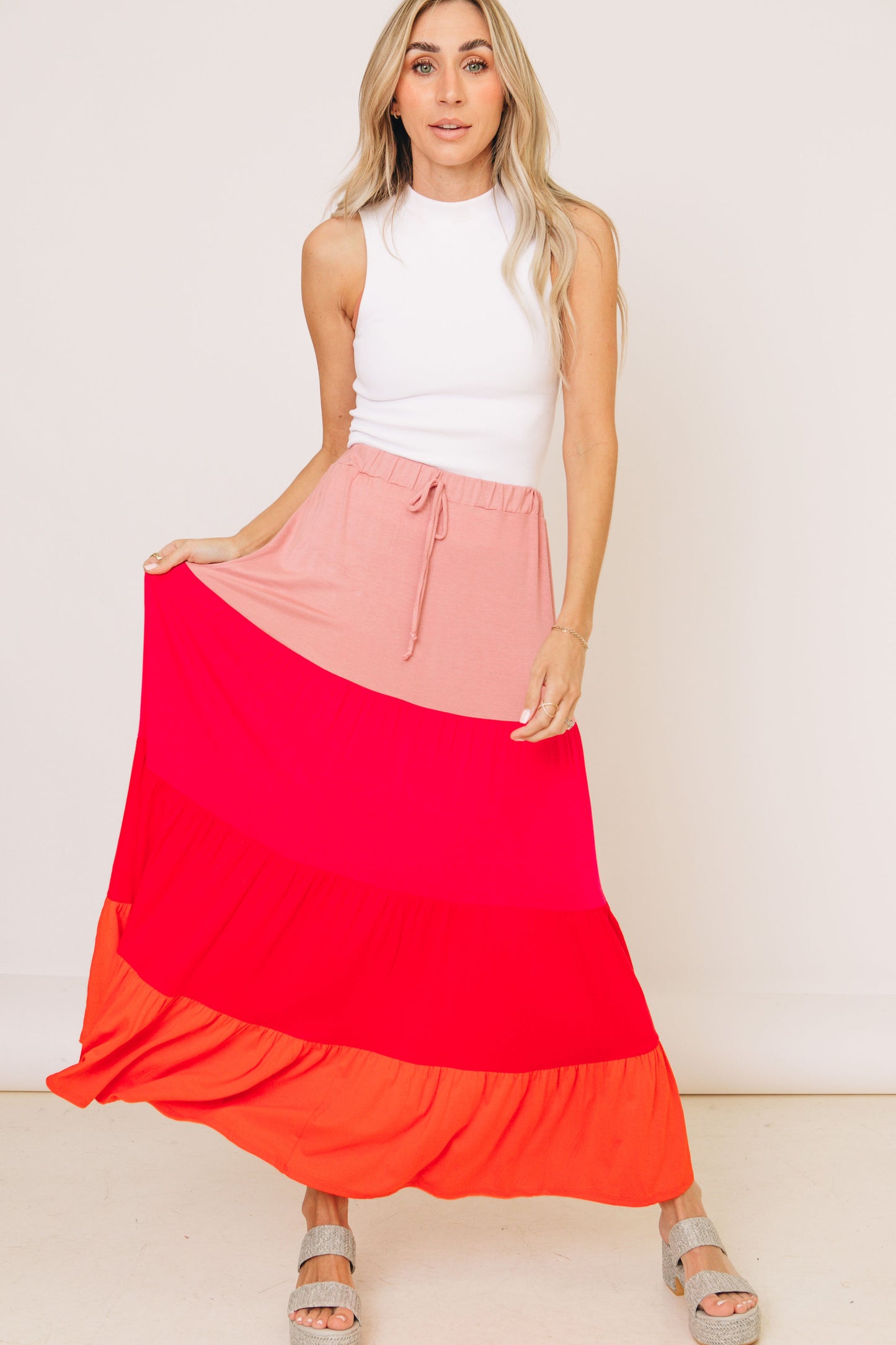 Pretty in Pinks Color Block Maxi Skirt (S-3XL)