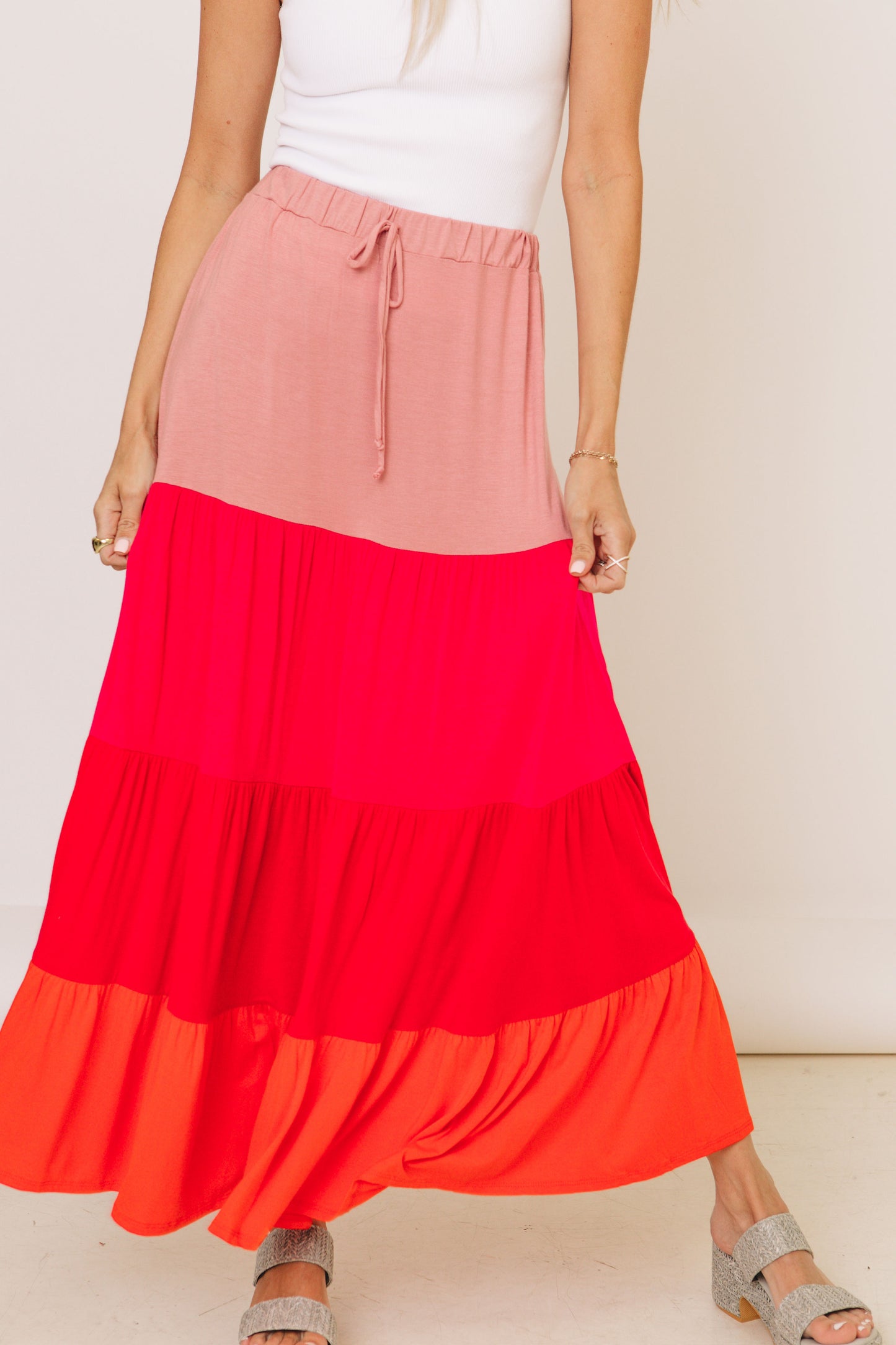 Pretty in Pinks Color Block Maxi Skirt (S-3XL)
