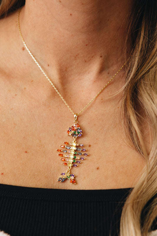Ivy Exclusive - Rainbow Fishbone Necklace