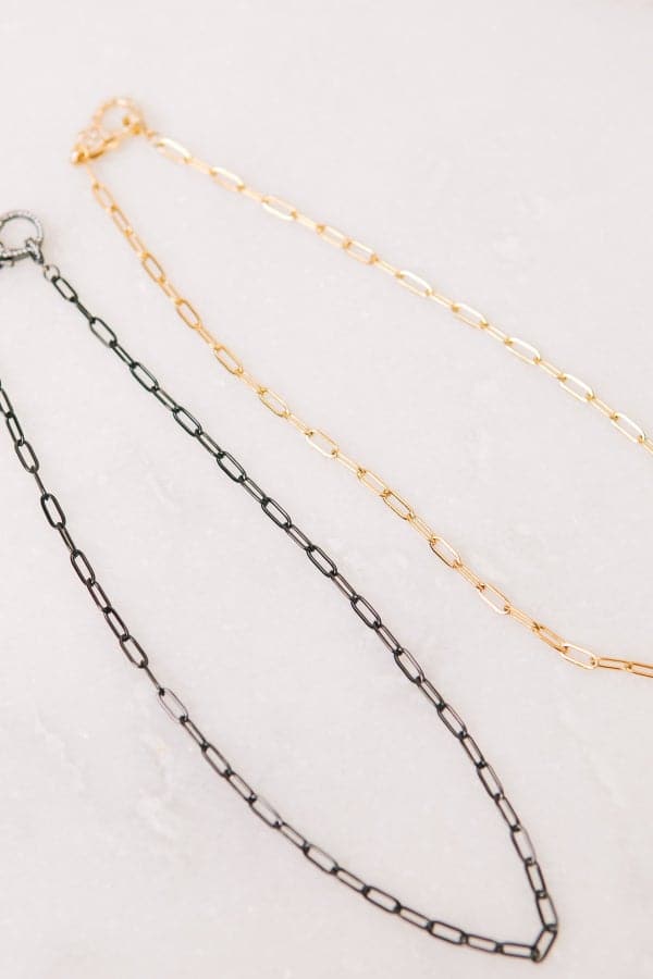 Oak & Ivy - Waterproof Paper Clip Chain with Full Pave Stone Clasp