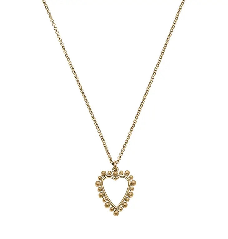 Canvas - Jessi Studded Ball Bead Heart Necklace